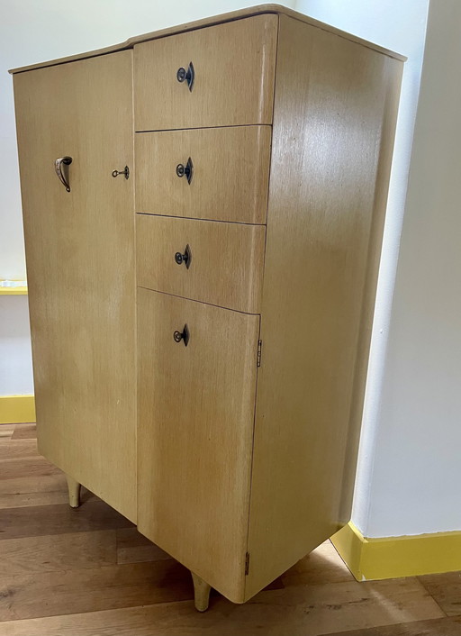 Stunning Pair Mid Century Tallboy And Wardrobe