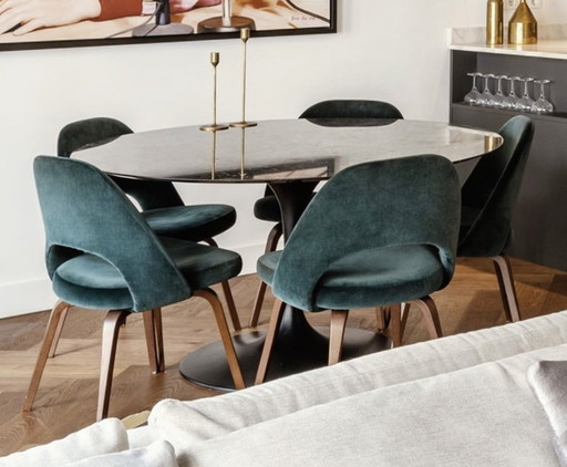 5x Knoll Saarinen Conference Dining Chair Dark Green