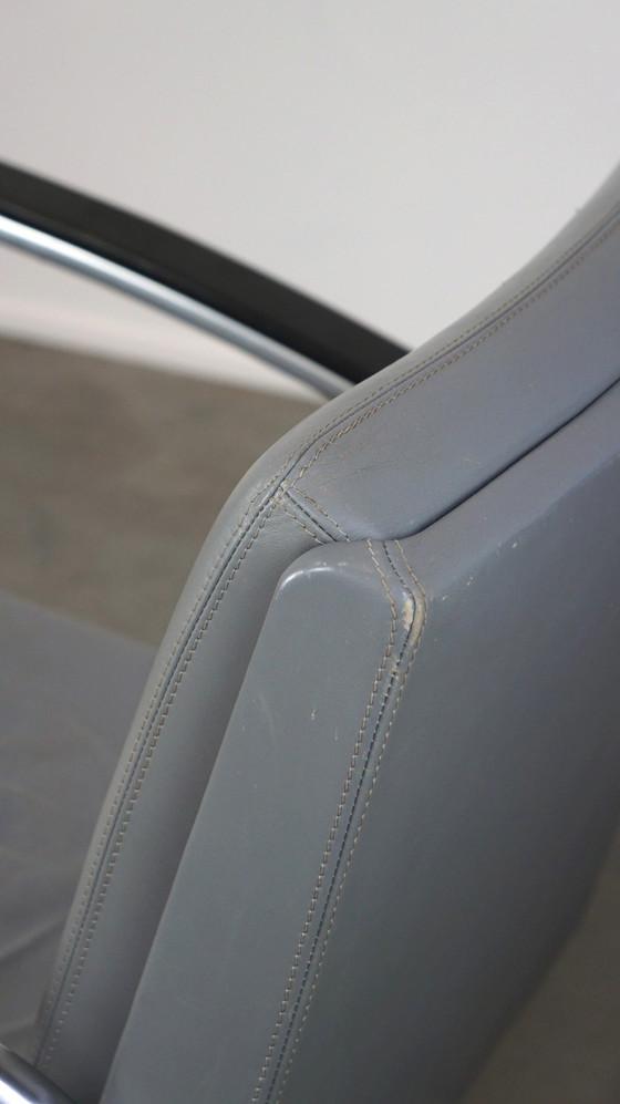 Image 1 of Vintage gray cowhide leather bauhaus design armchair