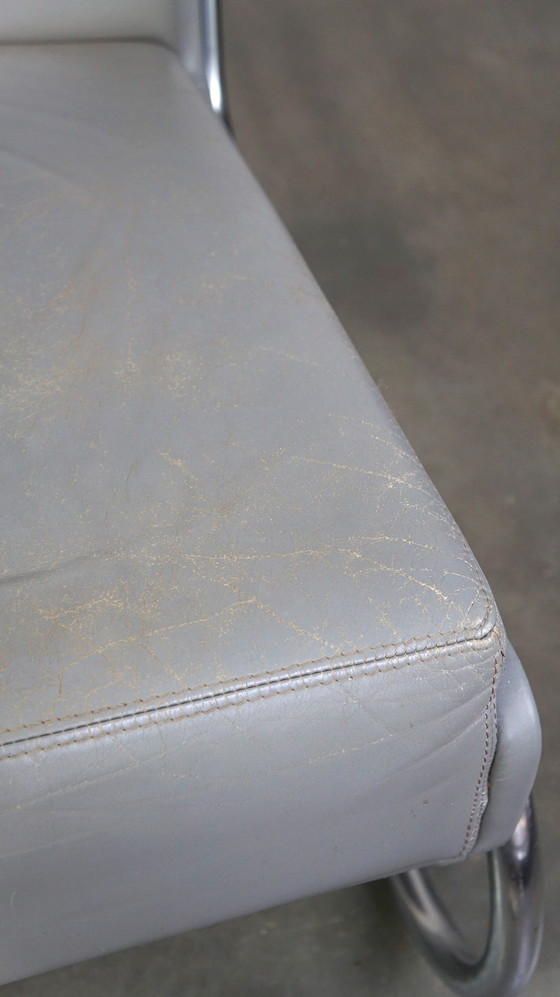 Image 1 of Vintage gray cowhide leather bauhaus design armchair