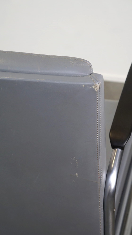 Image 1 of Vintage gray cowhide leather bauhaus design armchair