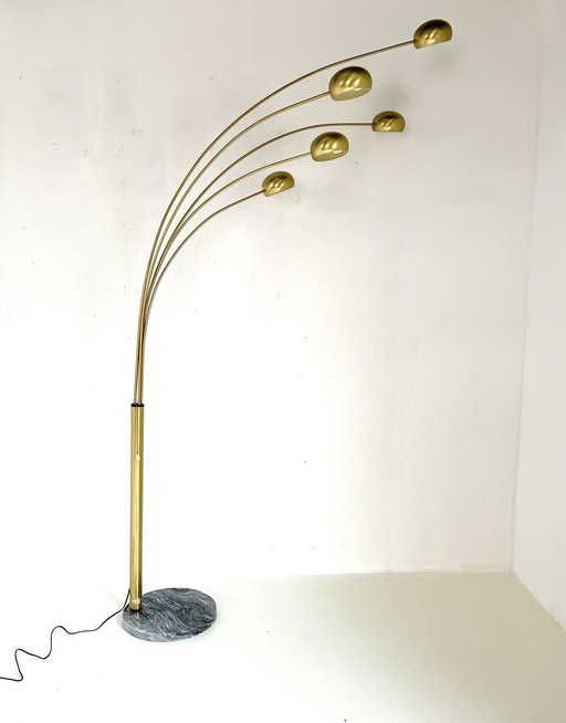 Vintage Marble & Brass Floor Lamp, Cottex Sweden '80s