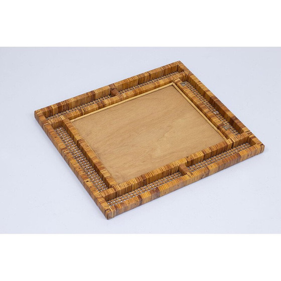 Image 1 of Specchio vintage in teak massello e rattan, Svezia 1950