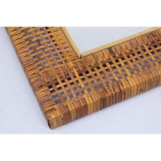 Image 1 of Specchio vintage in teak massello e rattan, Svezia 1950
