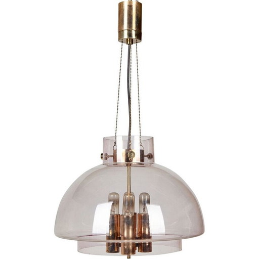 Vintage limburg smoked glass chandelier, 1960