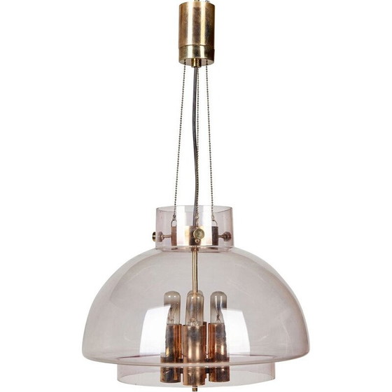 Image 1 of Vintage limburg smoked glass chandelier, 1960