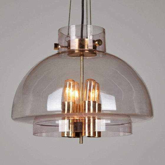 Image 1 of Vintage limburg smoked glass chandelier, 1960