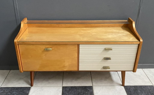 Low Sideboard  1960S White Drawers 1 Door