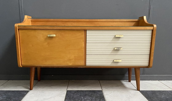 Image 1 of Low Sideboard  1960S White Drawers 1 Door