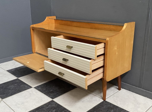 Low Sideboard  1960S White Drawers 1 Door