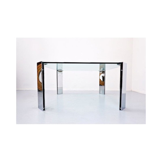 Image 1 of Vintage steel and glass table 1960s