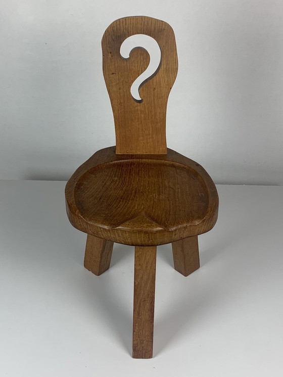 Image 1 of Sculptural Chunky Tripod Stool in Oak, 1960s