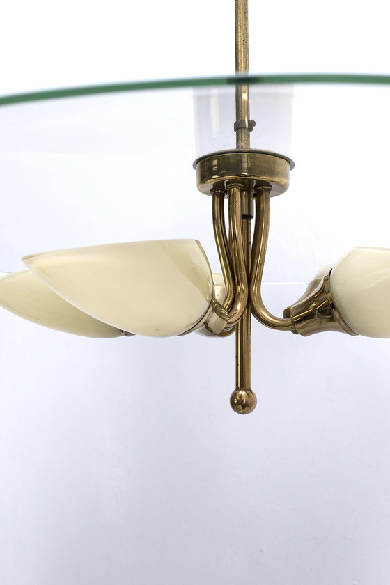 Image 1 of Lampe suspendue italienne en laiton des années 1950