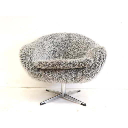 Gray Swivel Armchair With Metal Star Leg Made In The 1970s