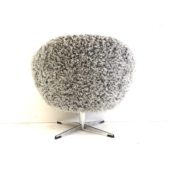 Image 1 of Gray Swivel Armchair With Metal Star Leg Made In The 1970s