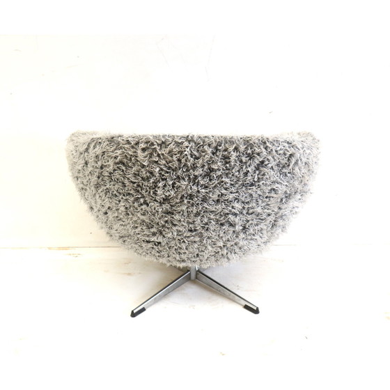 Image 1 of Gray Swivel Armchair With Metal Star Leg Made In The 1970s