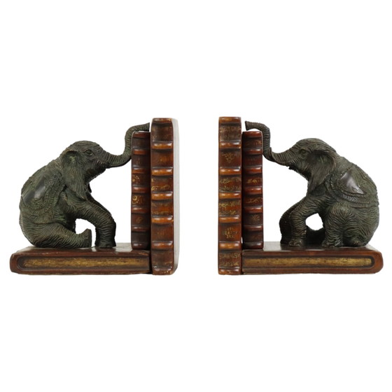 Image 1 of Bronze Elephant Bookends