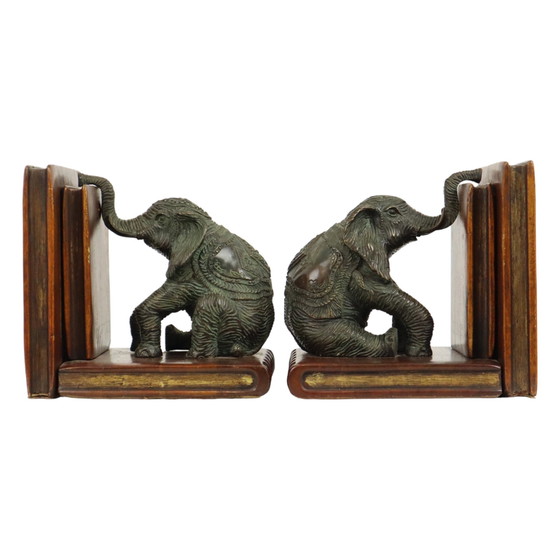 Image 1 of Bronze Elephant Bookends