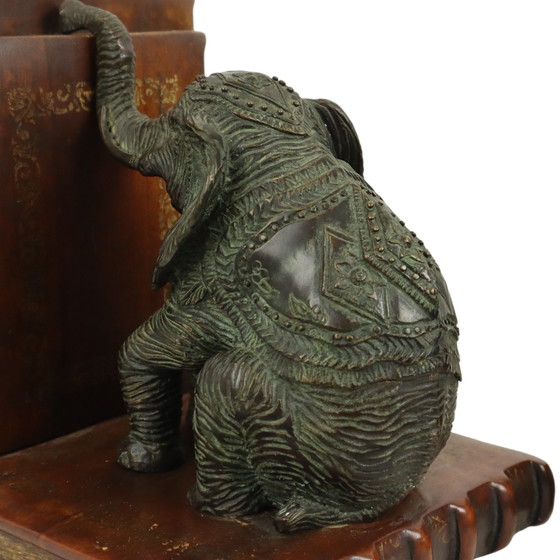 Image 1 of Bronze Elephant Bookends