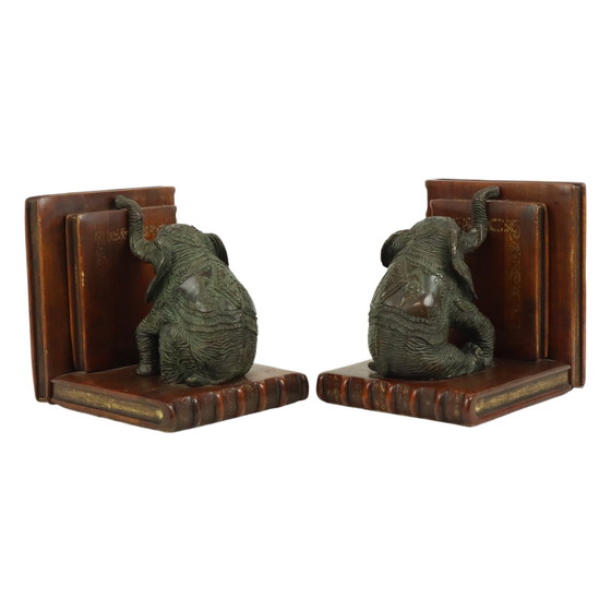 Image 1 of Bronze Elephant Bookends