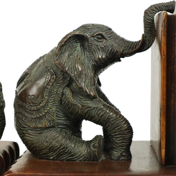 Image 1 of Bronze Elephant Bookends