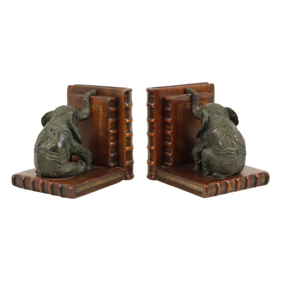 Image 1 of Bronze Elephant Bookends