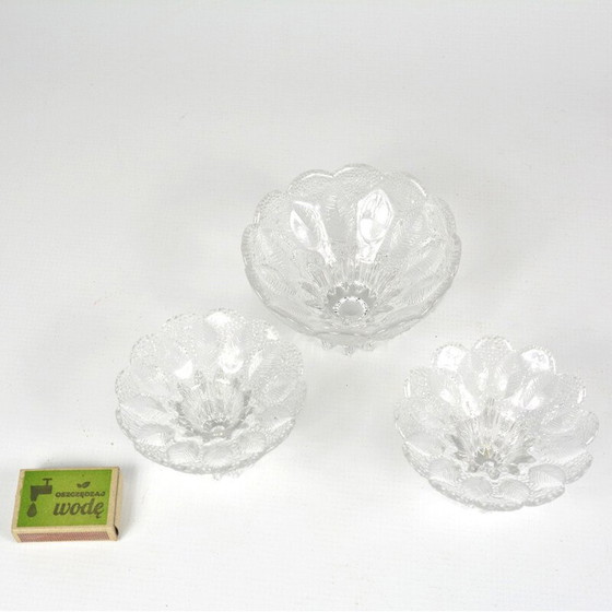 Image 1 of Set of 3 vintage glass candlesticks by Lausitzer, Germany 1980