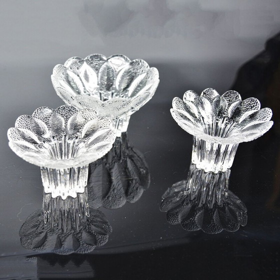 Image 1 of Set of 3 vintage glass candlesticks by Lausitzer, Germany 1980