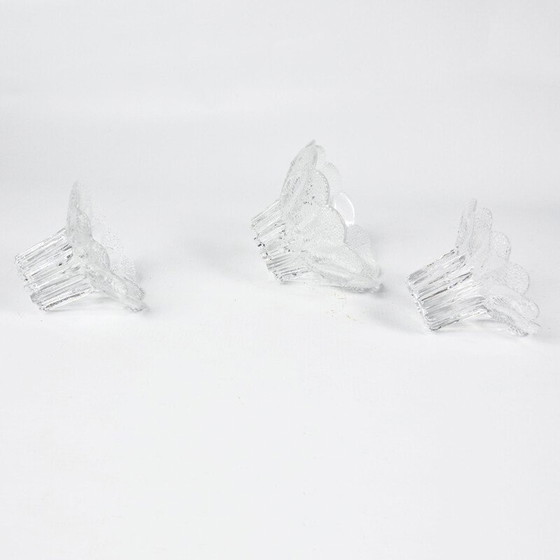 Image 1 of Set of 3 vintage glass candlesticks by Lausitzer, Germany 1980
