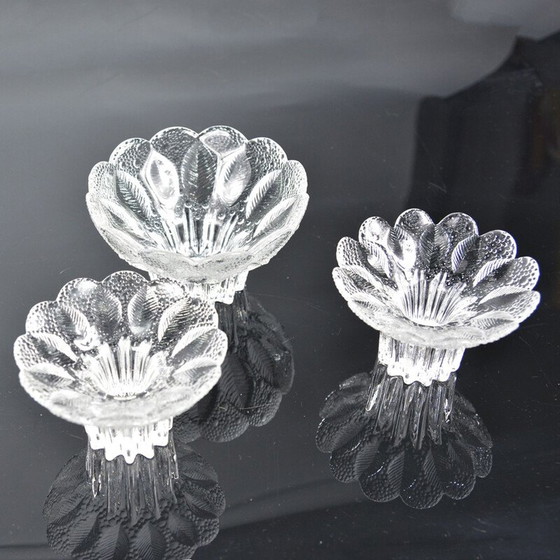 Image 1 of Set of 3 vintage glass candlesticks by Lausitzer, Germany 1980