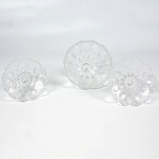 Image 1 of Set of 3 vintage glass candlesticks by Lausitzer, Germany 1980