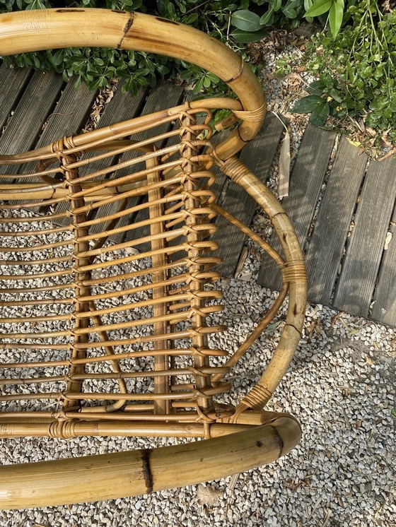 Image 1 of Vintage bamboo and rattan rocking chair, 1970