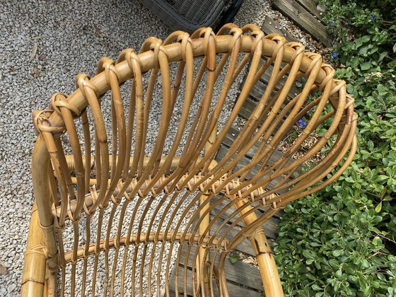 Image 1 of Vintage bamboo and rattan rocking chair, 1970