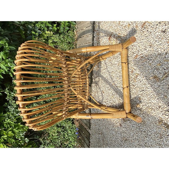 Image 1 of Vintage bamboo and rattan rocking chair, 1970