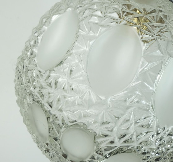 Image 1 of Mid - Century pendant light Textured glass and chrome