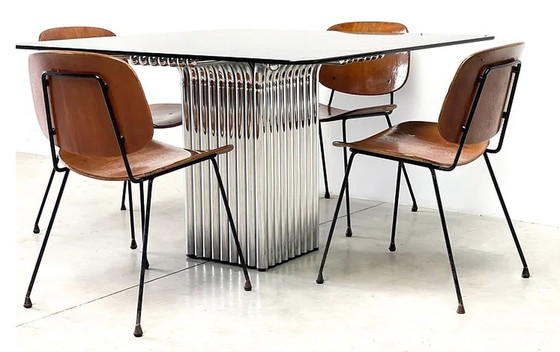 Image 1 of Chrome tubular dining table