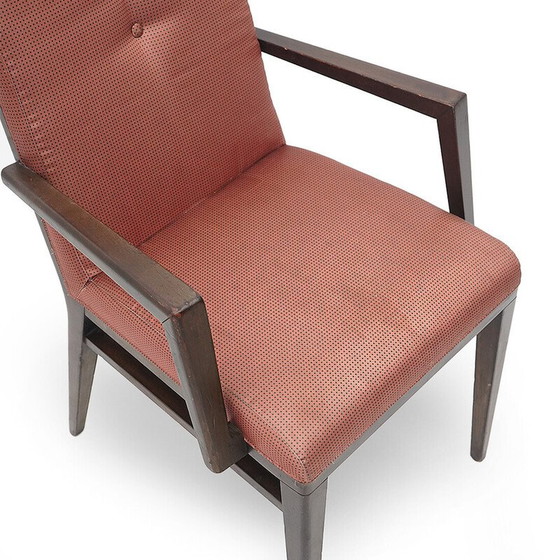 Image 1 of Set of 6 vintage wooden chairs with armrests, 1970s