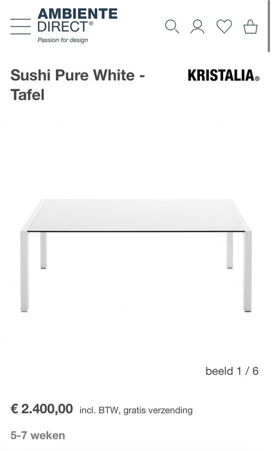 Image 1 of Kristalia Sushi Pure White Dining Table