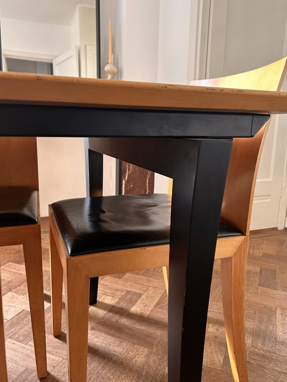 Image 1 of Arco Design Dining Table And Chairs, Rectangular Dining Table With Six Matching 'Flex' Chairs