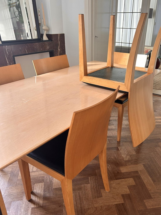 Image 1 of Arco Design Dining Table And Chairs, Rectangular Dining Table With Six Matching 'Flex' Chairs