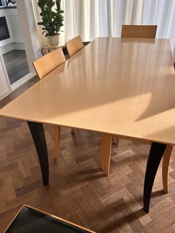 Image 1 of Arco Design Dining Table And Chairs, Rectangular Dining Table With Six Matching 'Flex' Chairs