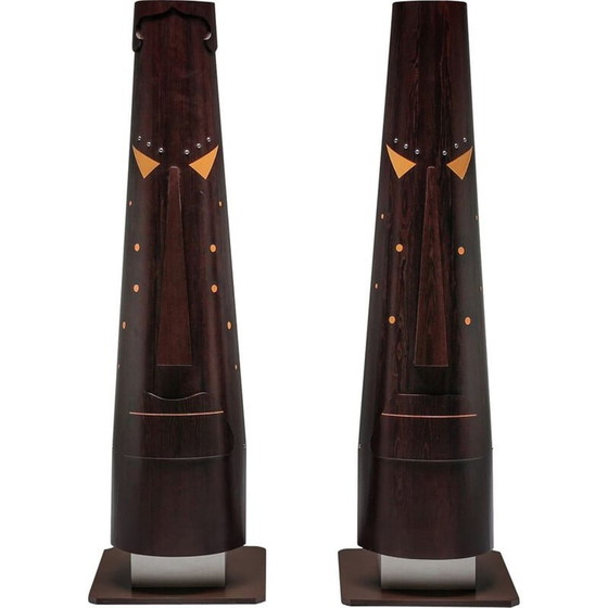 Image 1 of Pair of vintage abstract totem sculptures by Bianca Garinei, 1970s