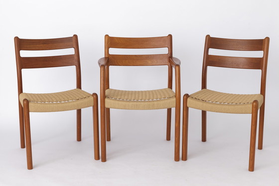Image 1 of Ensemble de 3 chaises vintage 1960s EMC Mobler Danish Teak