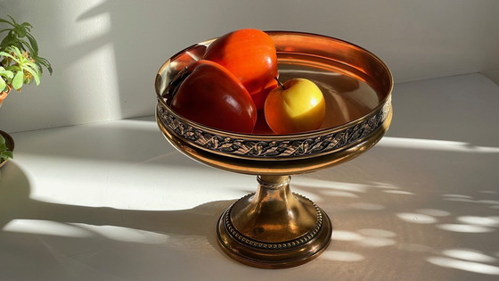 Image 1 of Antique Silver And Bronze Metal Fruit Bowl