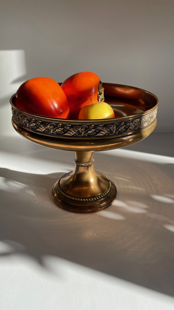 Image 1 of Antique Silver And Bronze Metal Fruit Bowl