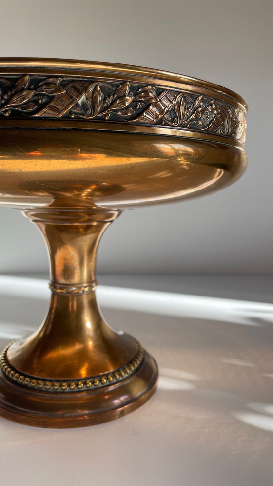 Image 1 of Antique Silver And Bronze Metal Fruit Bowl