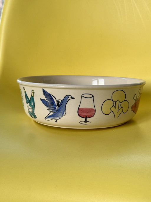 Vintage Hand Painted Bowl Petrus Regout Maastricht Parafeu Culinary 50s-60s