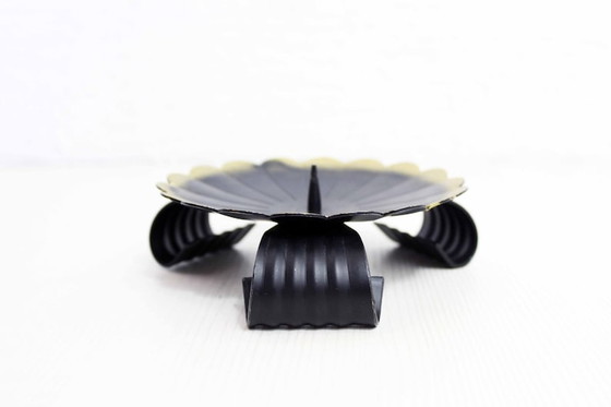 Image 1 of Candle holder in black and gold metal West Germany 1960