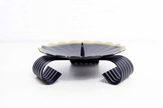 Image 1 of Candle holder in black and gold metal West Germany 1960