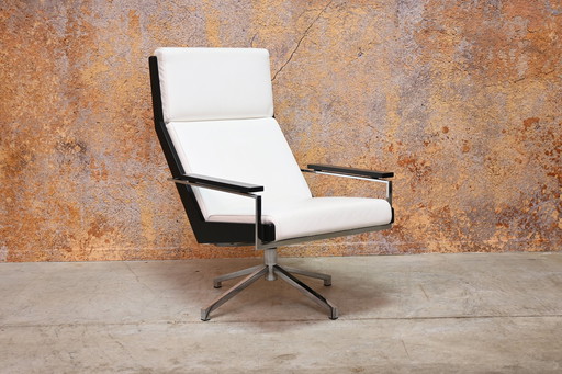 White Leather Rob Parry Lotus Design Swivel Chair